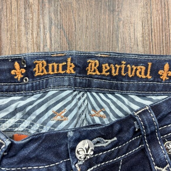 Rock Revival Maggie Boot Jeans Dark Wash Flap Pocket Women’s Size 28 - Picture 4 of 13